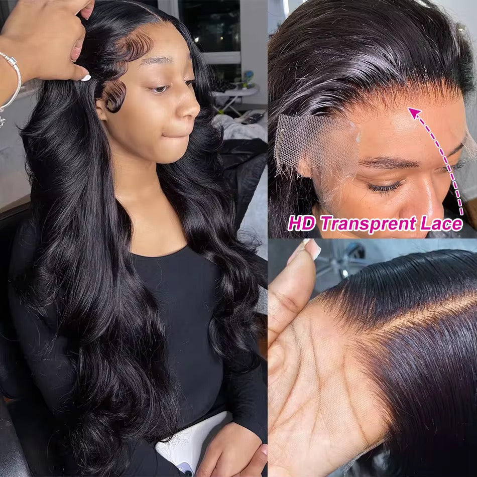 13×4 HD Lace Glueless Body Wave Wig – 100% Human Hair, 24 Inches, 180% Density, Pre-Plucked, Ready to Wear
