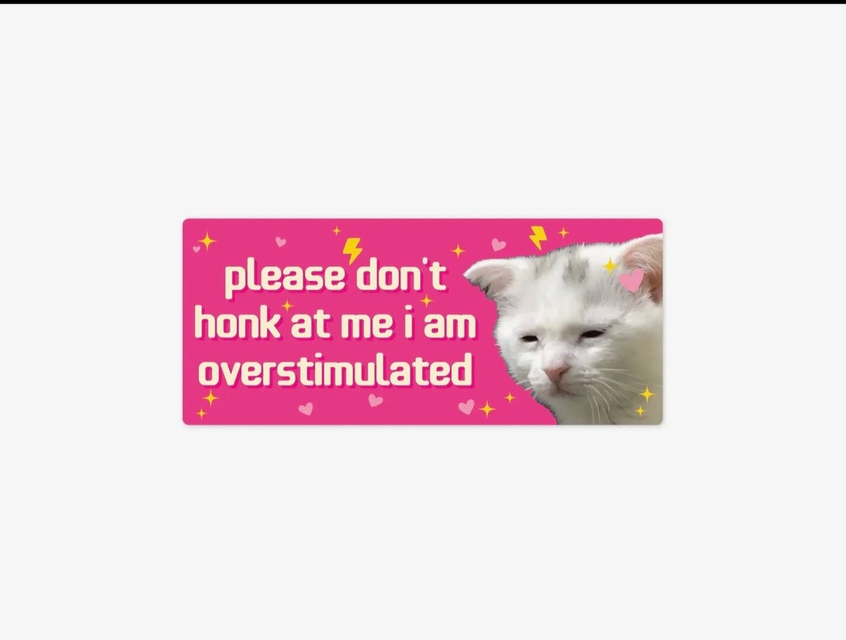 Please Don’t Honk at Me – I Am Overstimulated – Funny Car Sticker