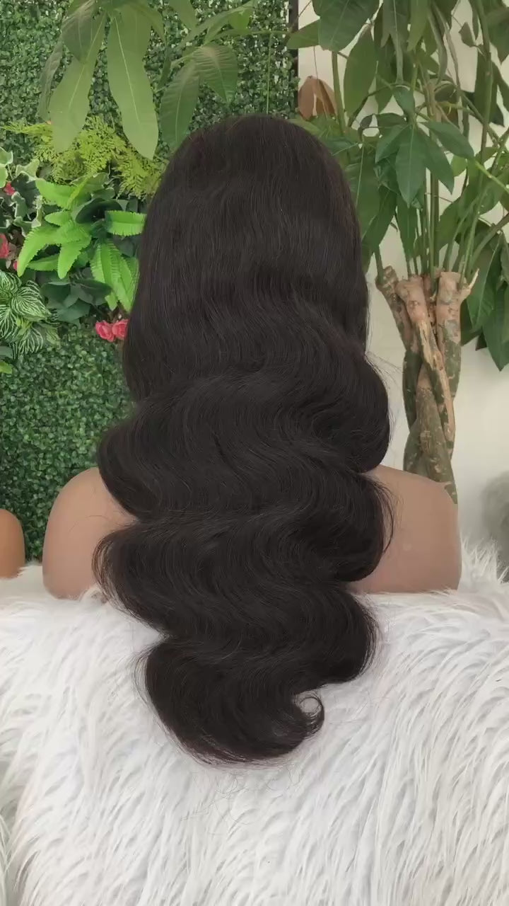 13×4 HD Lace Glueless Body Wave Wig – 100% Human Hair, 24 Inches, 180% Density, Pre-Plucked, Ready to Wear